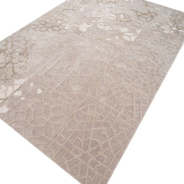 Carpet For Living room 5'4x7'8 Feet Ivory Wool and Viscose Rectangle Oriental and Traditional Rug