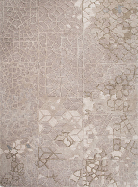 Carpet For Living room 6'8x9'8 Feet Ivory Wool and Viscose Rectangle Oriental and Traditional Rug