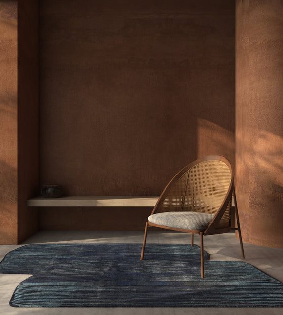 Carpet For Living room 6x9 Feet Blue Wool and Viscose Irregular Abstract Rug