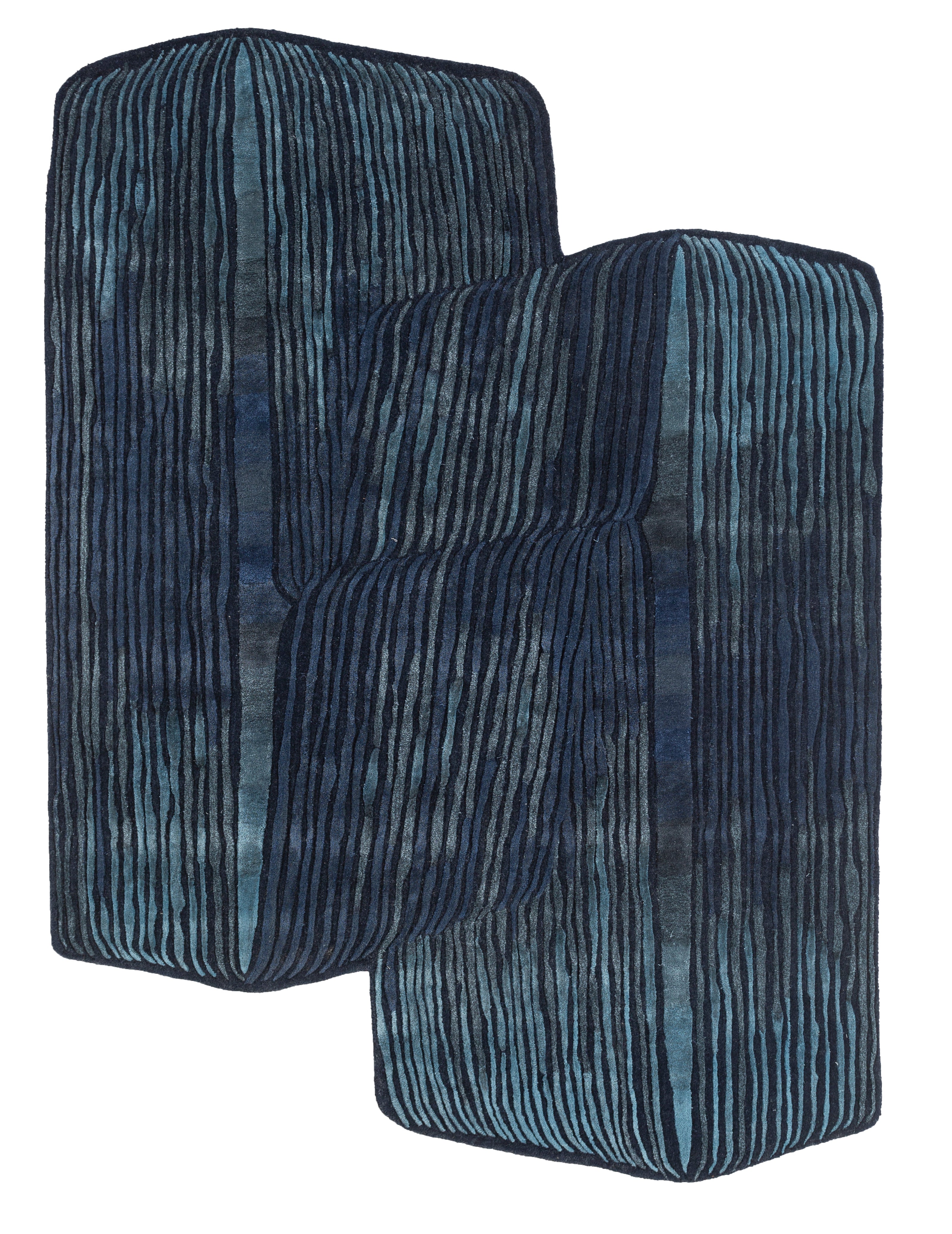Carpet For Living room 6x9 Feet Blue Wool and Viscose Irregular Abstract Rug