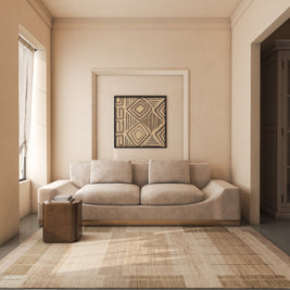 Carpet For Living room 8x10 Feet Beige and Brown Wool Rectangle Geometric and Stripes Rug