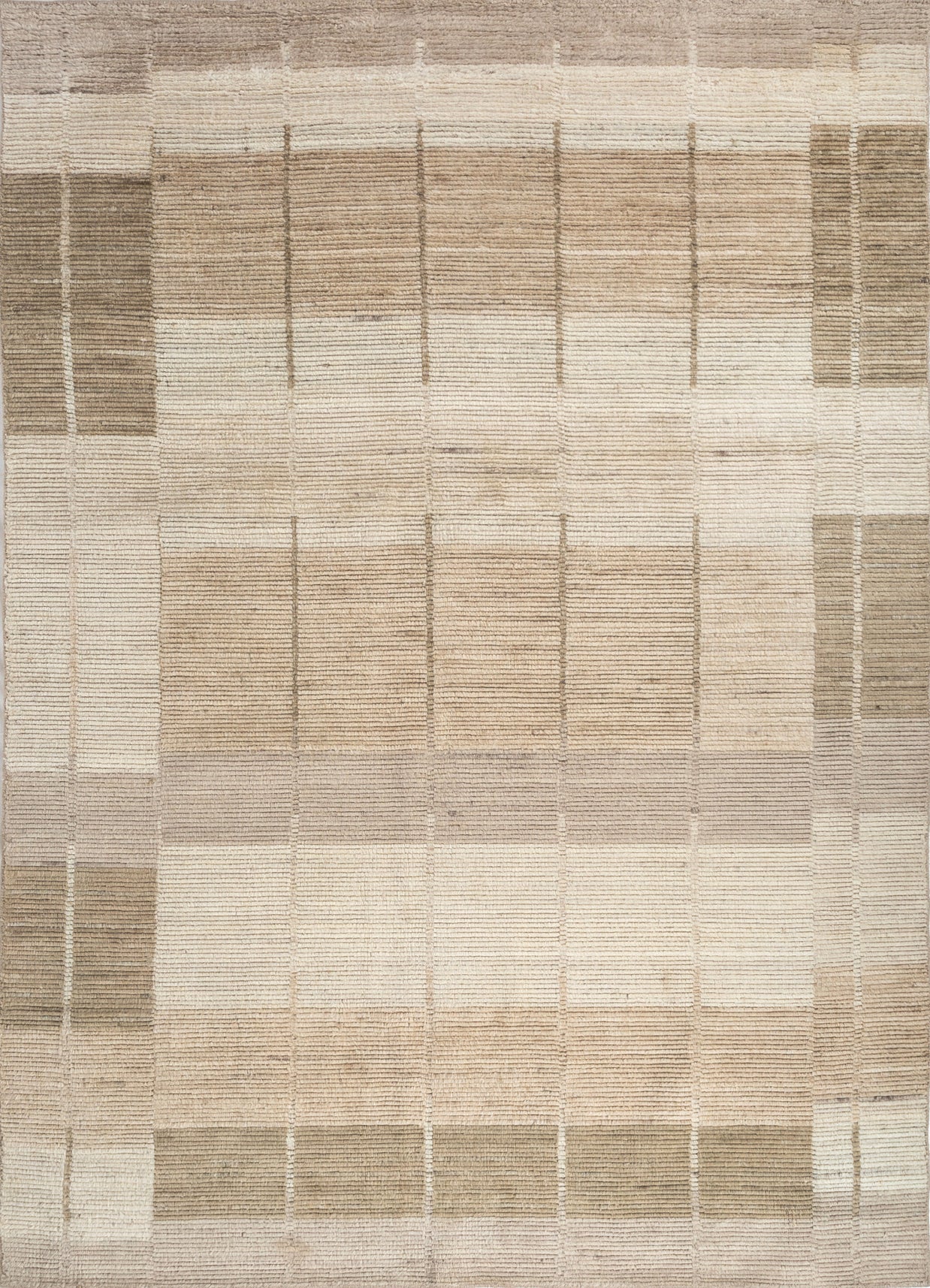 Carpet For Living room 8x10 Feet Beige and Brown Wool Rectangle Geometric and Stripes Rug