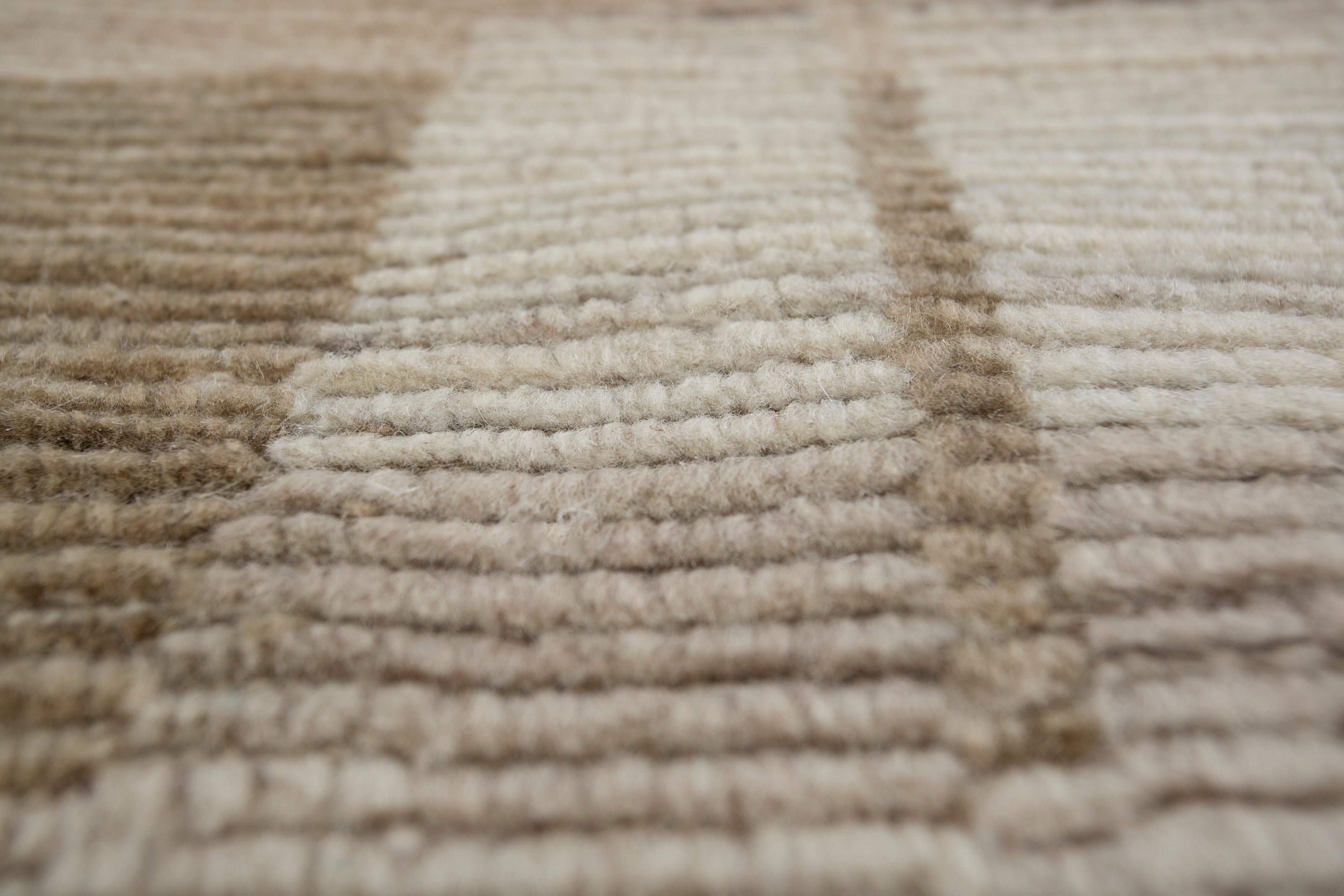 Carpet For Living room 8x10 Feet Beige and Brown Wool Rectangle Geometric and Stripes Rug