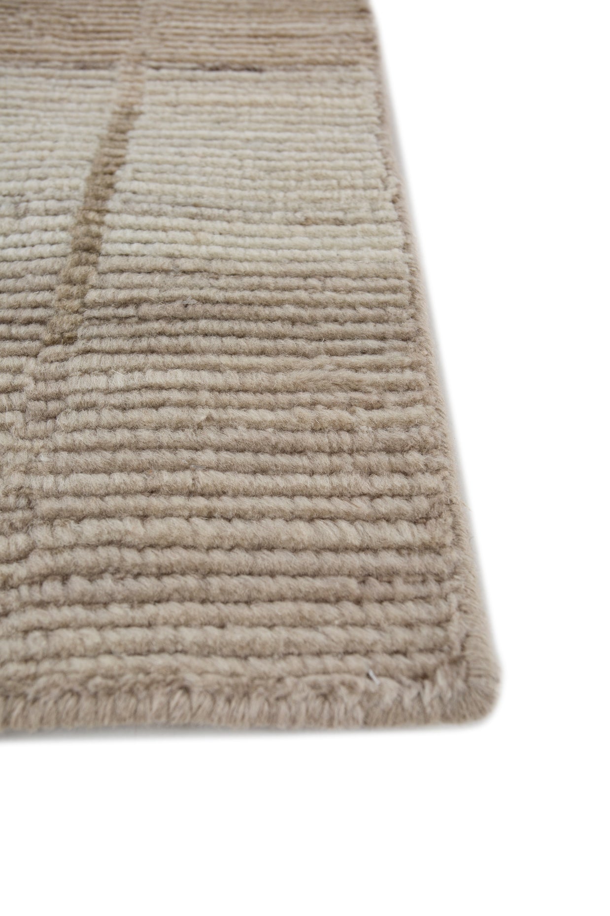 Carpet For Living room 8x10 Feet Beige and Brown Wool Rectangle Geometric and Stripes Rug