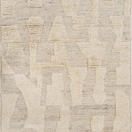 Carpet For Living room 5X8 Feet Ivory Wool & Viscose Rectangle Moroccan And Tribal Rug