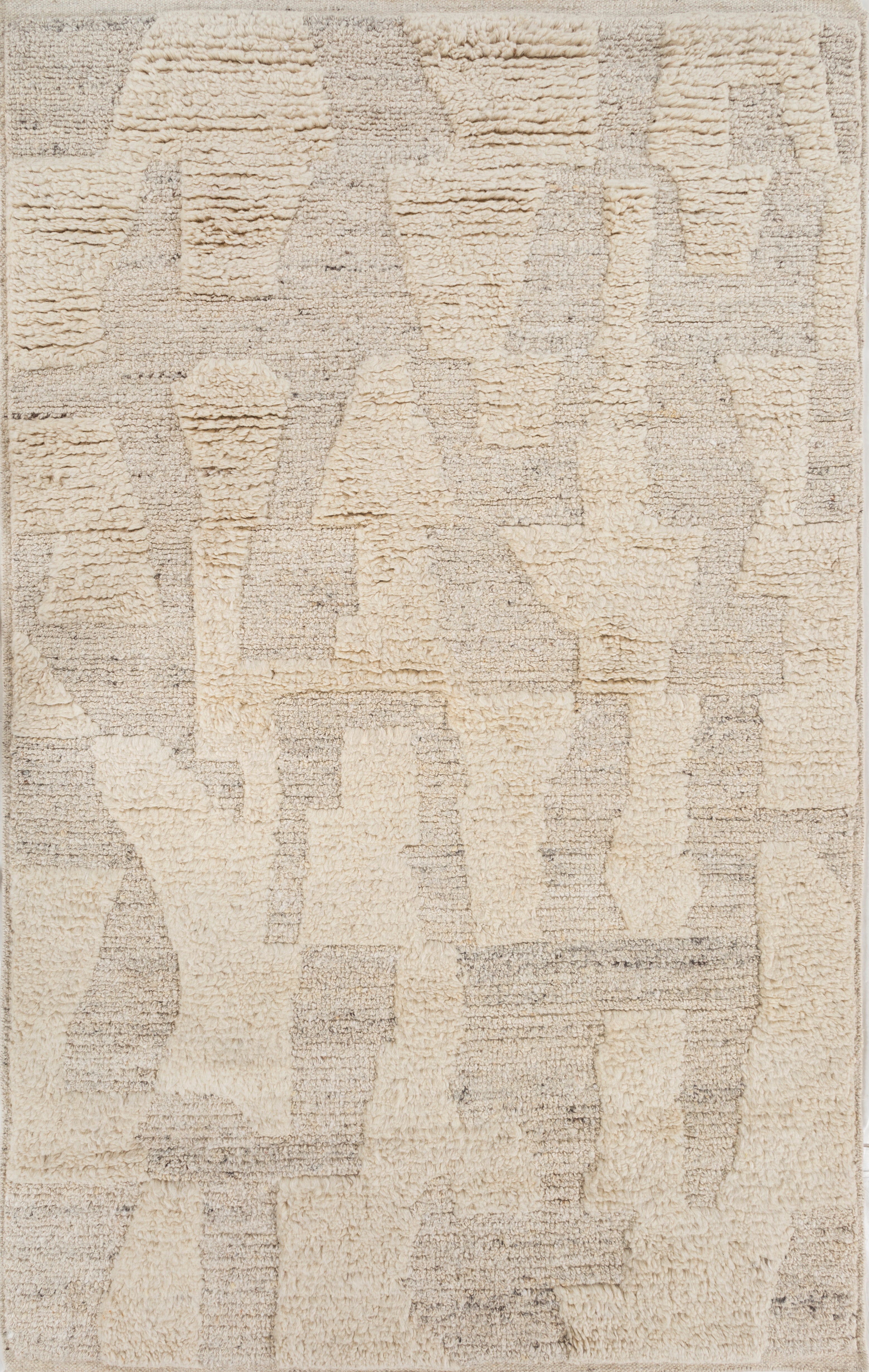 Carpet For Living room 5X8 Feet Ivory Wool & Viscose Rectangle Moroccan And Tribal Rug