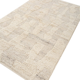 Carpet For Living room 5X8 Feet Ivory Wool & Viscose Rectangle Moroccan And Tribal Rug