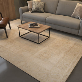 Carpet For Living room 6x9 Feet Ivory Wool Rectangle Oriental and Traditional Rug