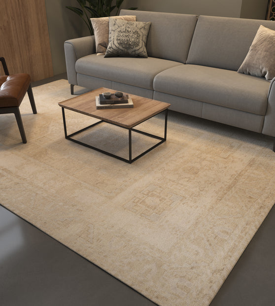 Carpet For Living room 6x9 Feet Ivory Wool Rectangle Oriental and Traditional Rug