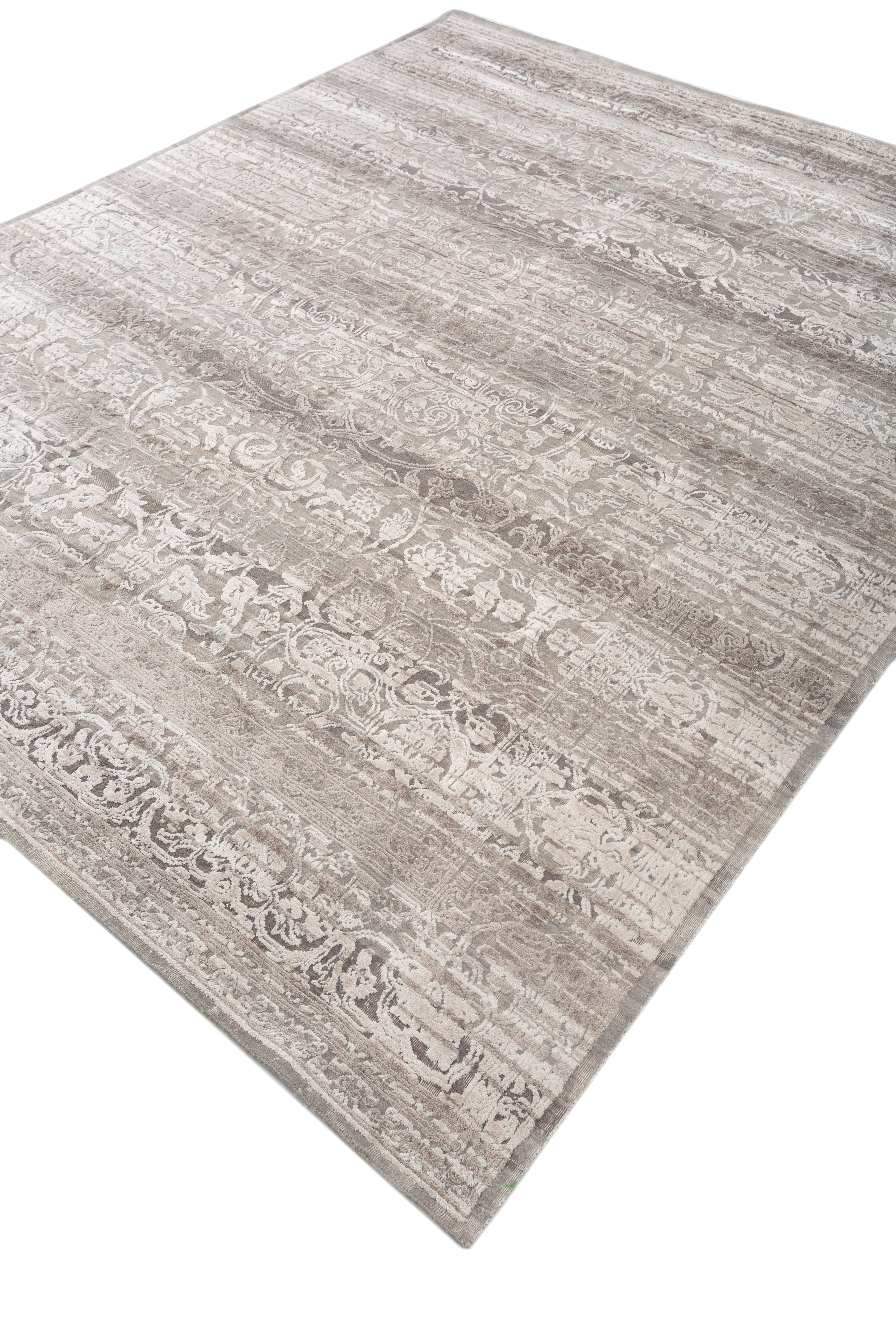 Carpet For Living room 5'6x8 Feet Blue Wool and Bamboo Silk Rectangle Oriental and Traditional Rug