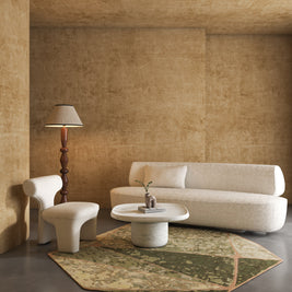 Carpet For Living room 6'3x5'11 Feet Green Wool and Viscose Irregular Abstract Rug