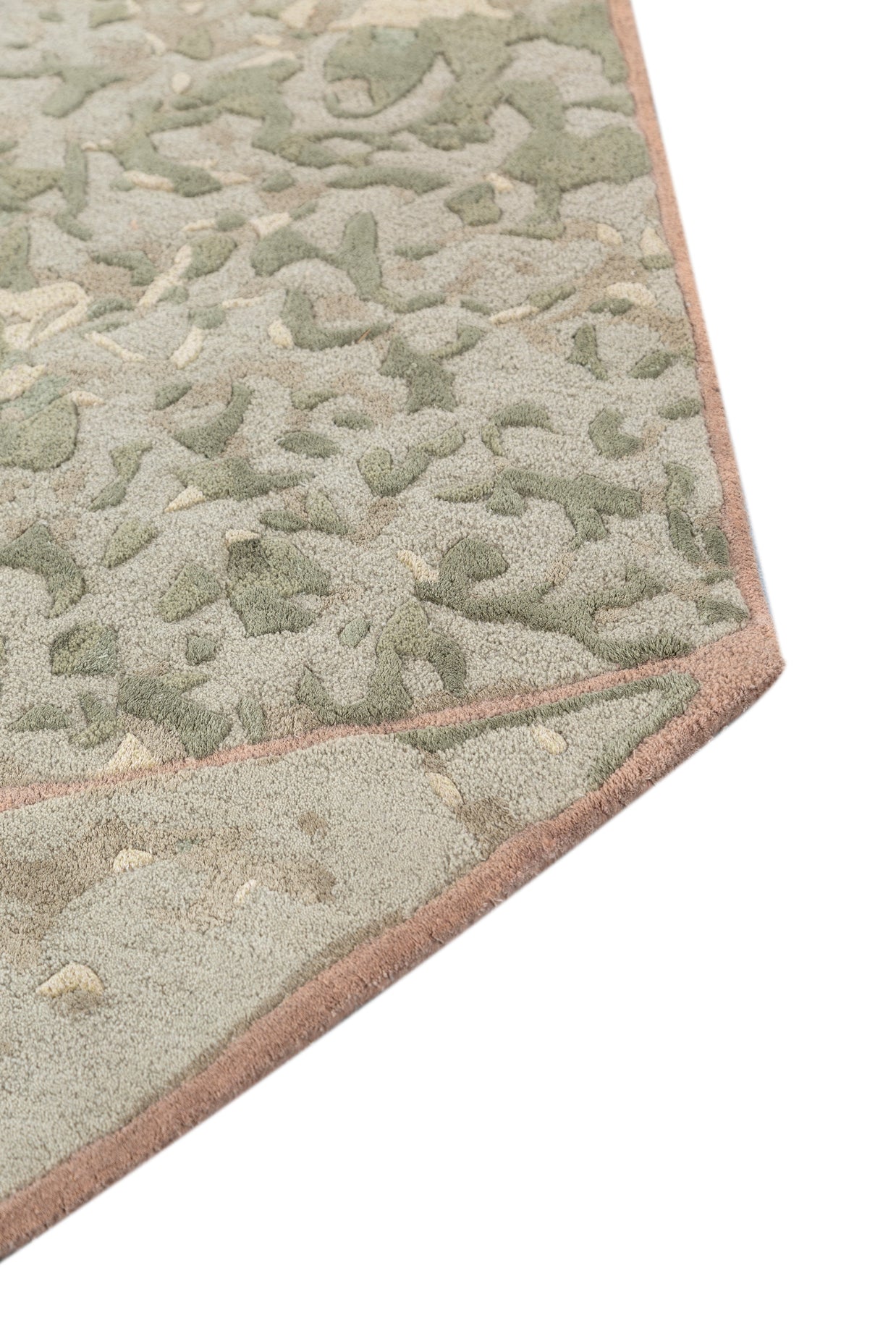 Carpet For Living room 6'3x5'11 Feet Green Wool and Viscose Irregular Abstract Rug