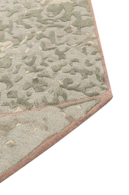 Carpet For Living room 6'3x5'11 Feet Green Wool and Viscose Irregular Abstract Rug