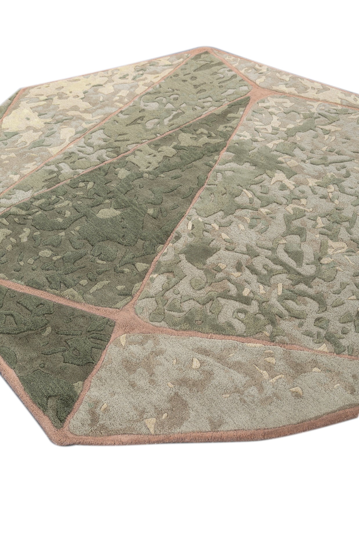 Carpet For Living room 6'3x5'11 Feet Green Wool and Viscose Irregular Abstract Rug