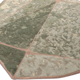 Carpet For Living room 6'3x5'11 Feet Green Wool and Viscose Irregular Abstract Rug