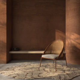 Carpet For Living room 6x9 Feet Beige and Brown Wool and Viscose Irregular Abstract Rug