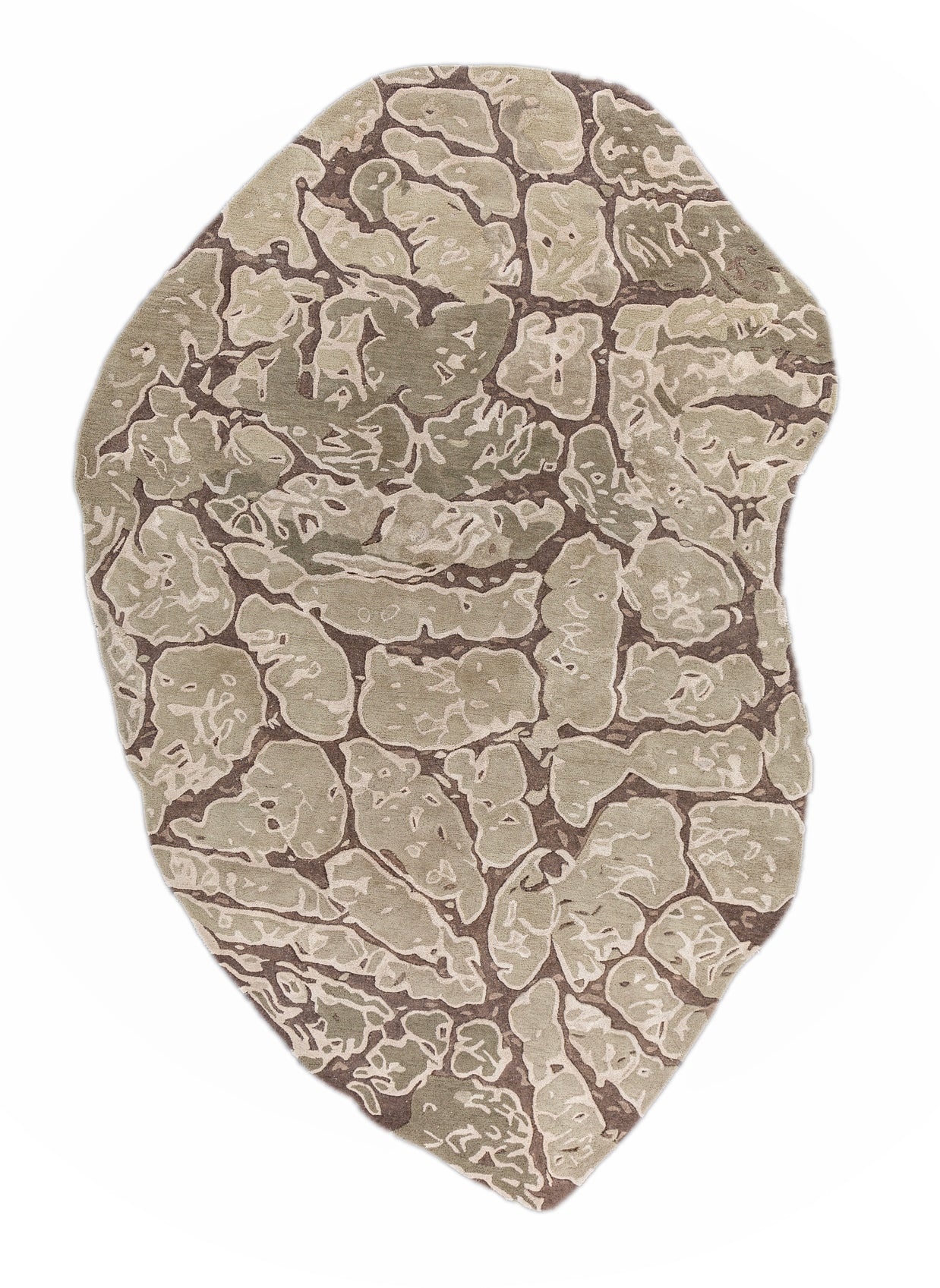 Carpet For Living room 6x9 Feet Beige and Brown Wool and Viscose Irregular Abstract Rug