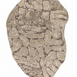 Carpet For Living room 6x9 Feet Beige and Brown Wool and Viscose Irregular Abstract Rug