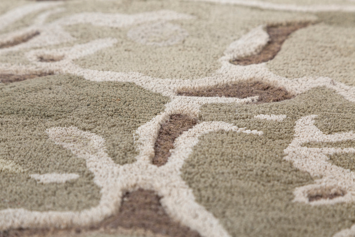 Carpet For Living room 6x9 Feet Beige and Brown Wool and Viscose Irregular Abstract Rug