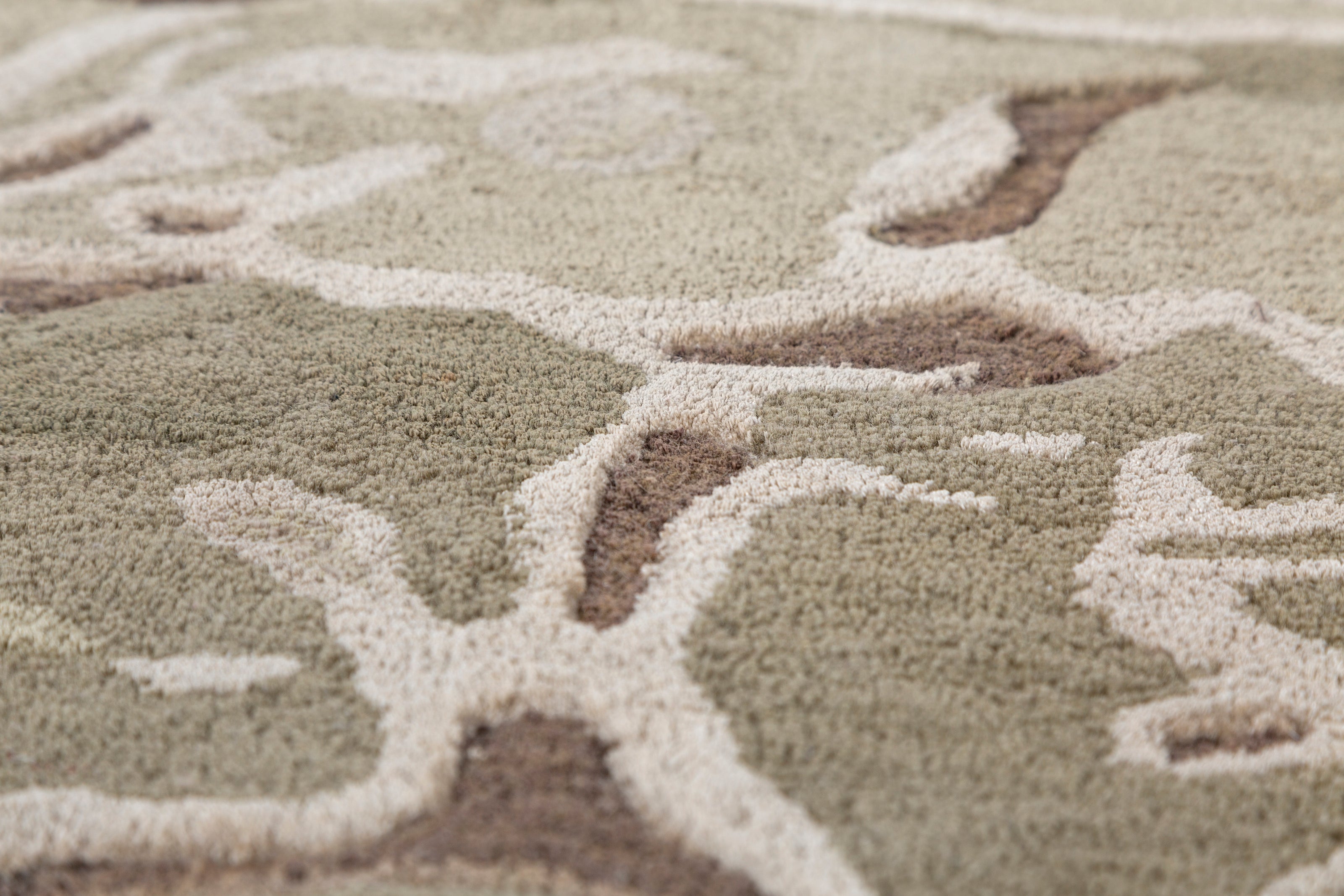 Carpet For Living room 6x9 Feet Beige and Brown Wool and Viscose Irregular Abstract Rug