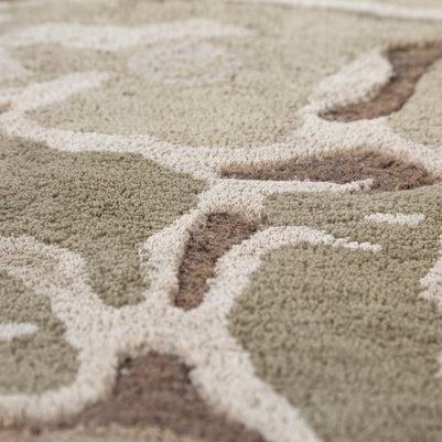 Carpet For Living room 6x9 Feet Beige and Brown Wool and Viscose Irregular Abstract Rug