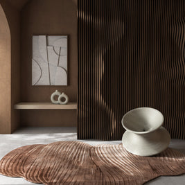 Carpet For Living room 6x9 Feet Beige and Brown Wool and Viscose Irregular Abstract Rug