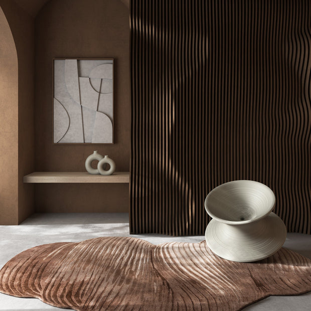 Carpet For Living room 6x9 Feet Beige and Brown Wool and Viscose Irregular Abstract Rug