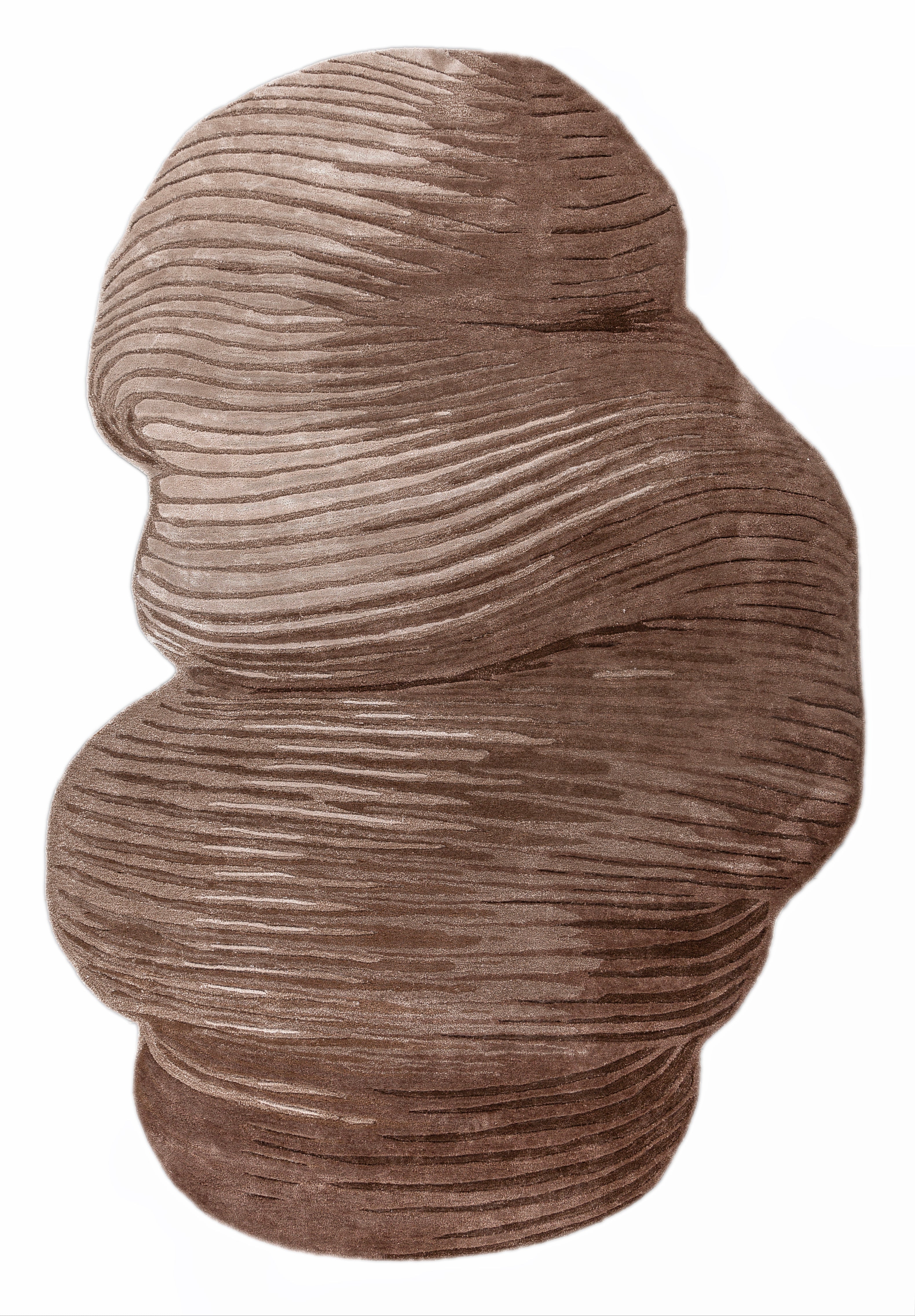 Carpet For Living room 6x9 Feet Beige and Brown Wool and Viscose Irregular Abstract Rug