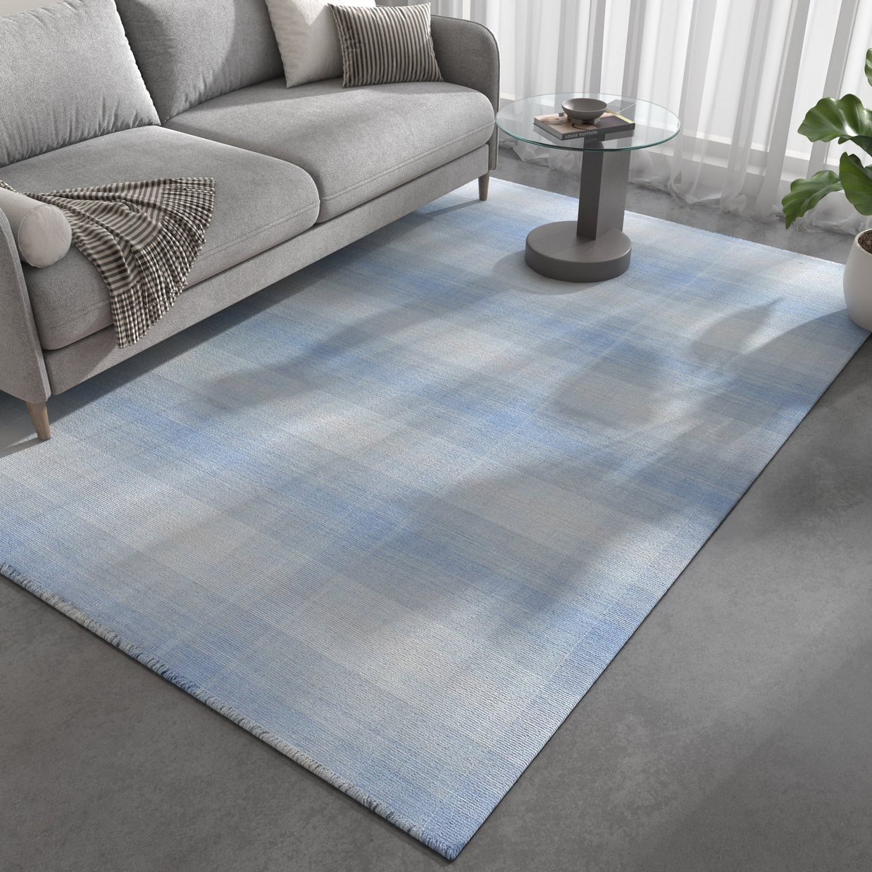 Carpet For Living room 5X8 Feet Blue Wool Rectangle Abstract Rug