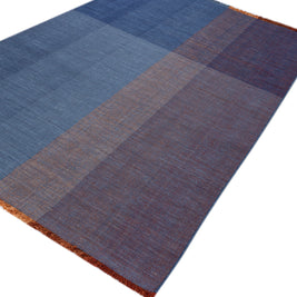 Carpet For Living room 6X9 Feet Blue Wool Rectangle Abstract Rug