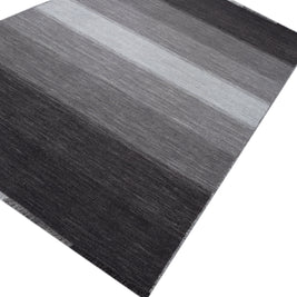 Carpet For Living room 6X9 Feet Grey And Black Wool Rectangle Abstract Rug