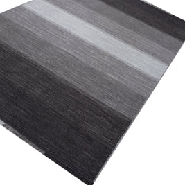 Carpet For Living room 6X9 Feet Grey And Black Wool Rectangle Abstract Rug
