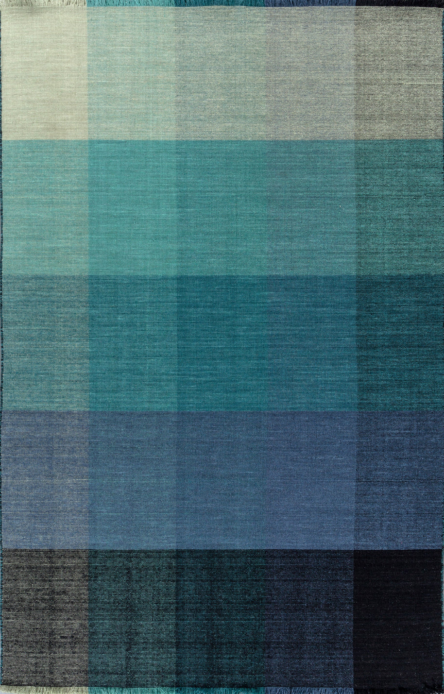 Carpet For Living room 6X9 Feet Blue Wool Rectangle Abstract Rug - I MEAN DESIGN