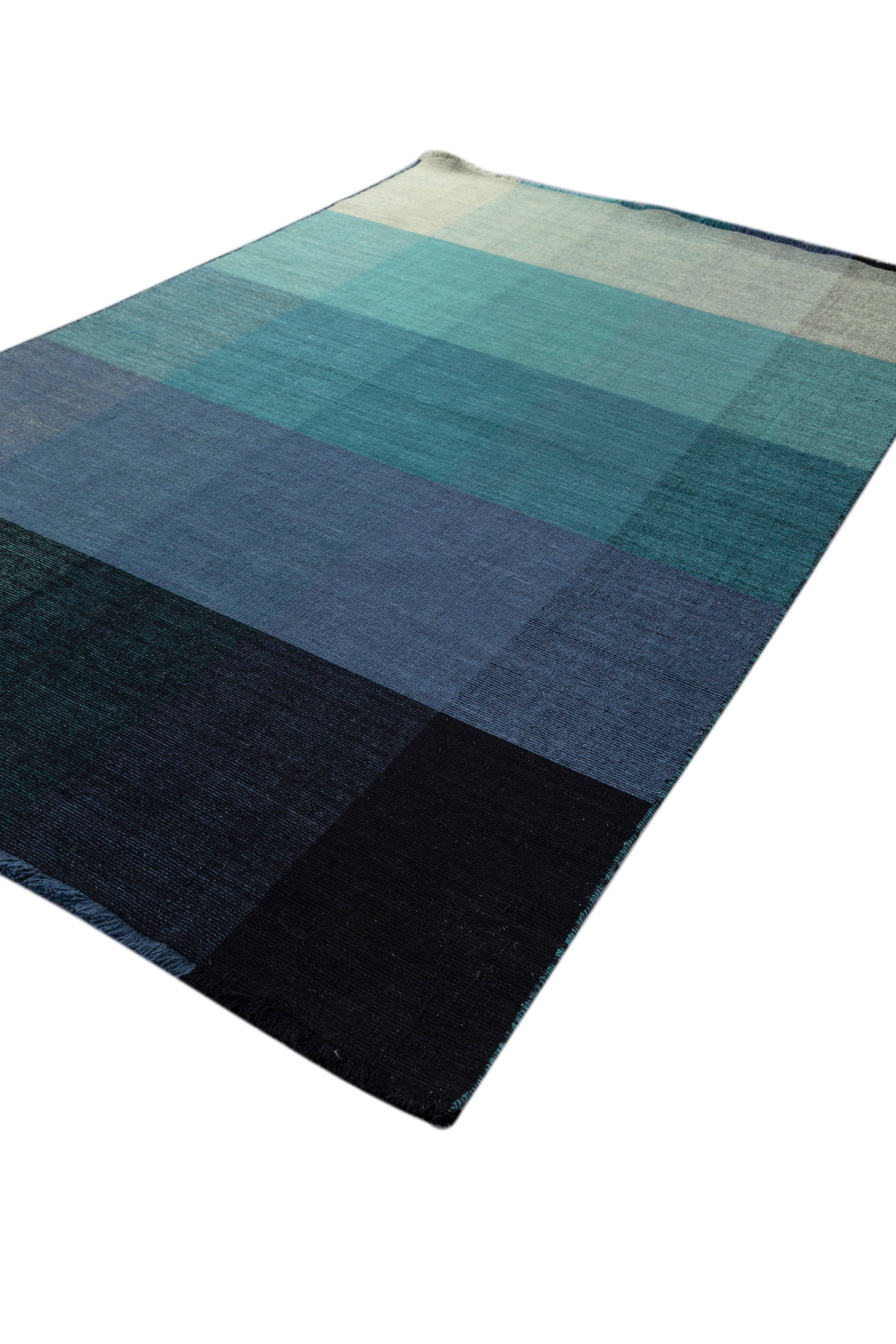 Carpet For Living room 6X9 Feet Blue Wool Rectangle Abstract Rug