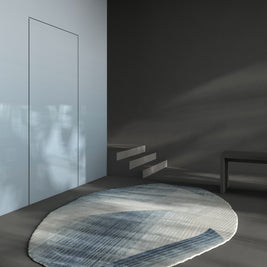 Carpet For Living room 4x6 Feet Blue Wool and Viscose Irregular Abstract Rug