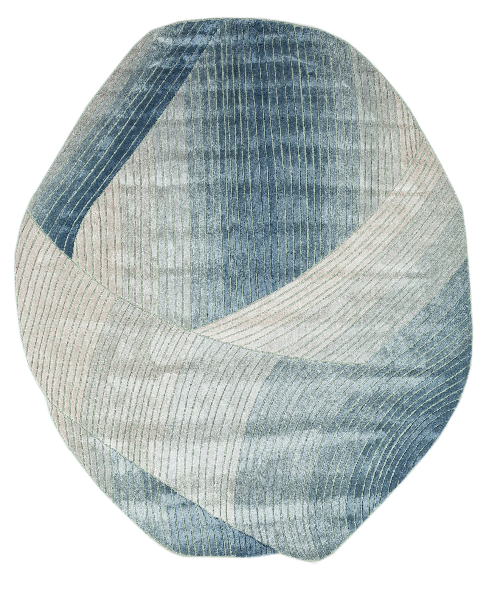 Carpet For Living room 4x6 Feet Blue Wool and Viscose Irregular Abstract Rug