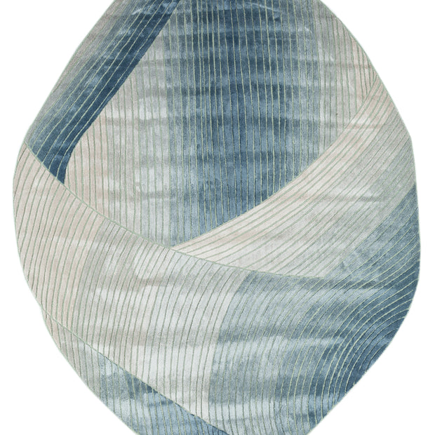 Carpet For Living room 4x6 Feet Blue Wool and Viscose Irregular Abstract Rug