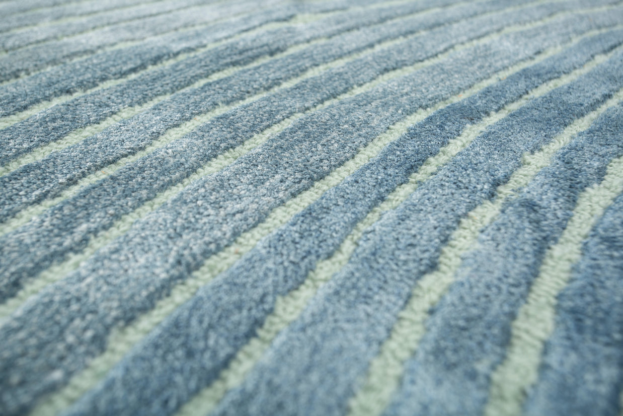 Carpet For Living room 4x6 Feet Blue Wool and Viscose Irregular Abstract Rug