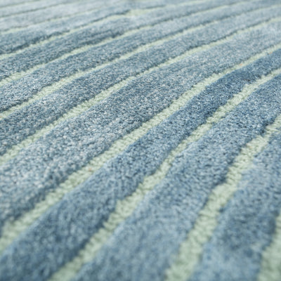 Carpet For Living room 4x6 Feet Blue Wool and Viscose Irregular Abstract Rug