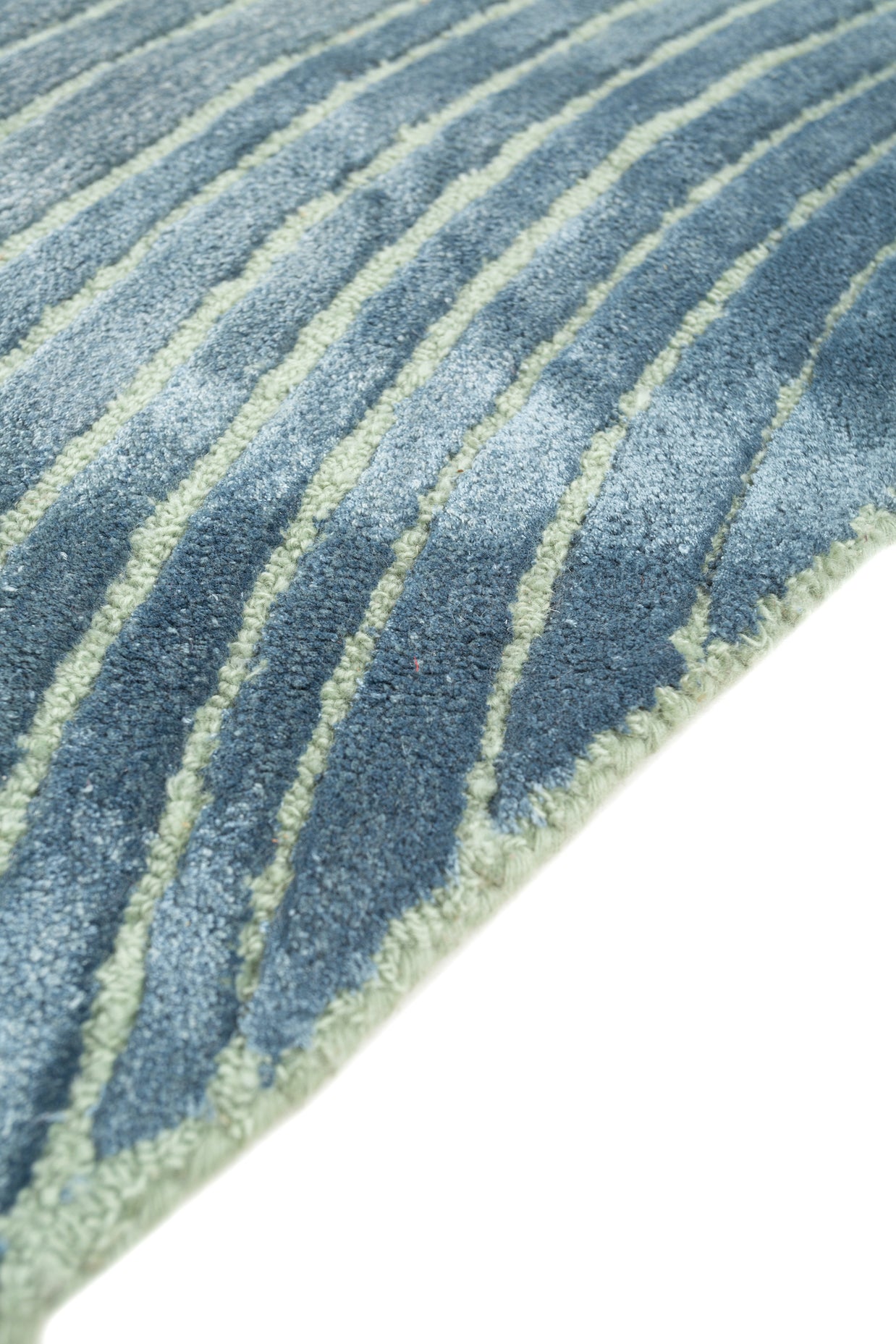 Carpet For Living room 4x6 Feet Blue Wool and Viscose Irregular Abstract Rug