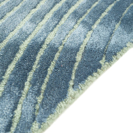 Carpet For Living room 4x6 Feet Blue Wool and Viscose Irregular Abstract Rug