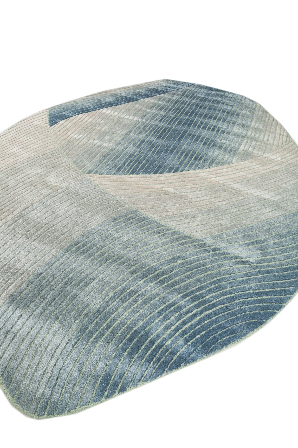 Carpet For Living room 4x6 Feet Blue Wool and Viscose Irregular Abstract Rug