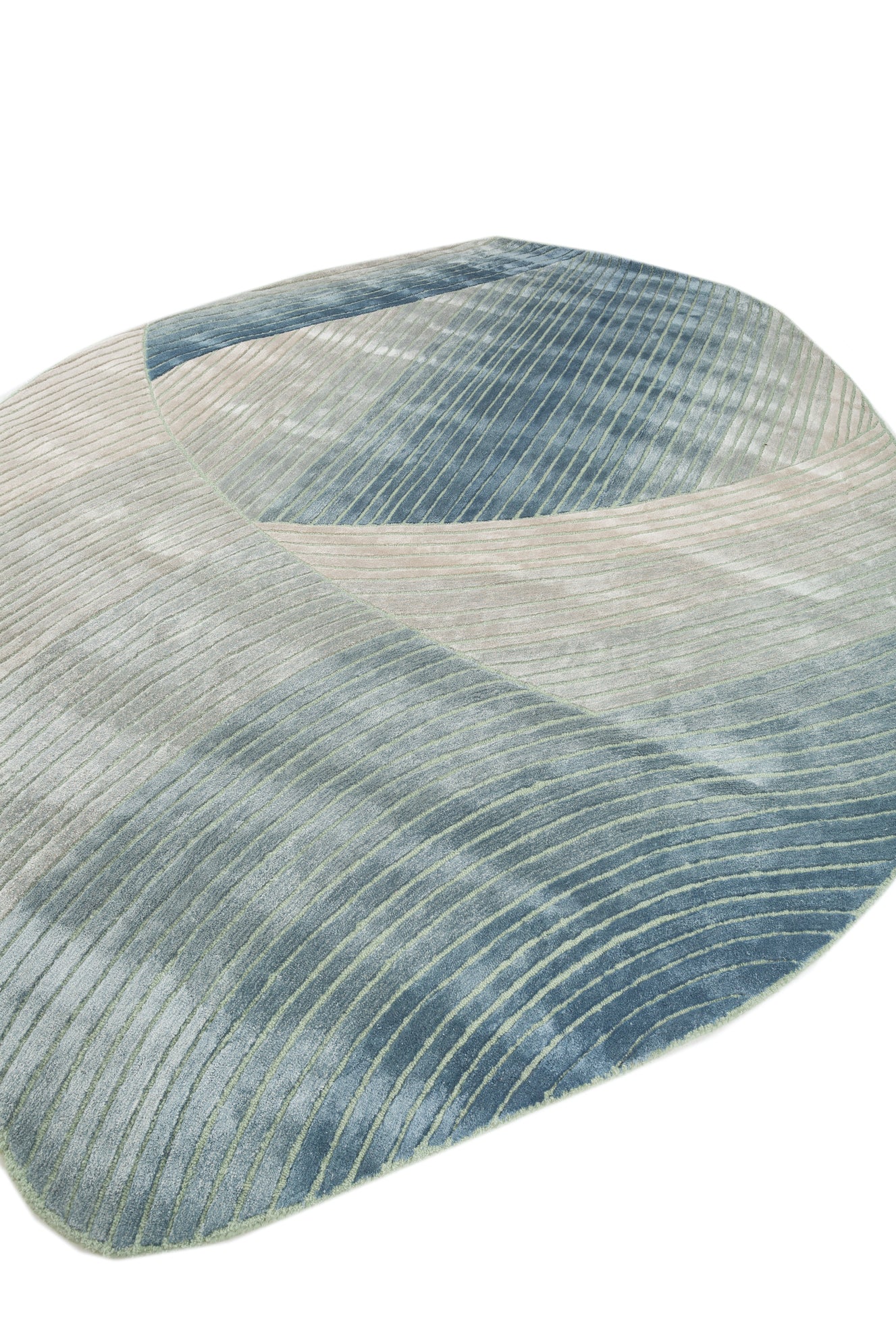 Carpet For Living room 4x6 Feet Blue Wool and Viscose Irregular Abstract Rug