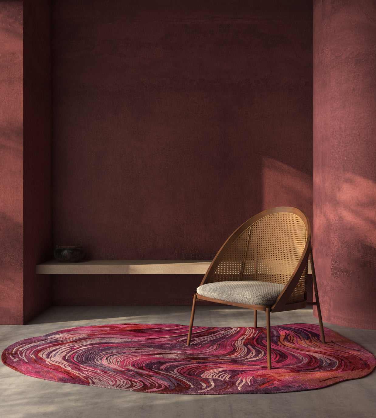 Carpet For Living room 6x9 Feet Pink and Purple Wool and Viscose Irregular Abstract Rug