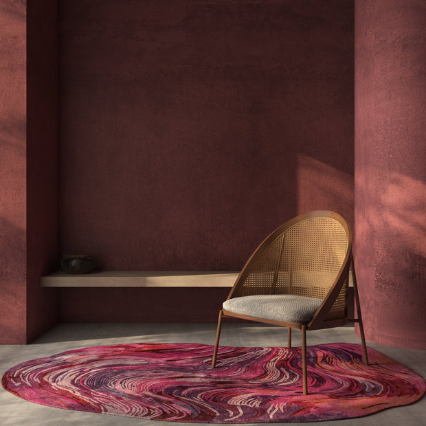Carpet For Living room 6x9 Feet Pink and Purple Wool and Viscose Irregular Abstract Rug