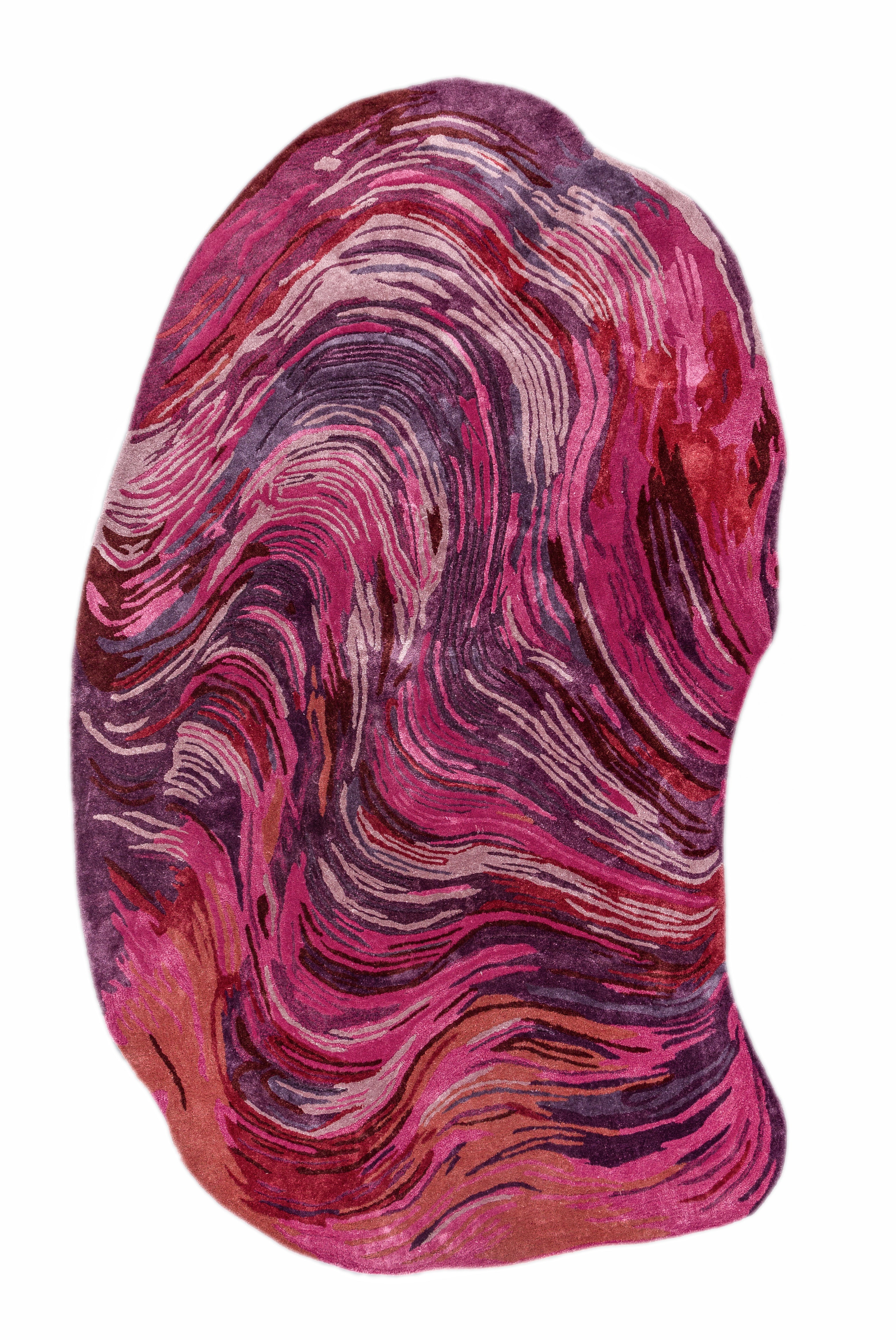 Carpet For Living room 6x9 Feet Pink and Purple Wool and Viscose Irregular Abstract Rug