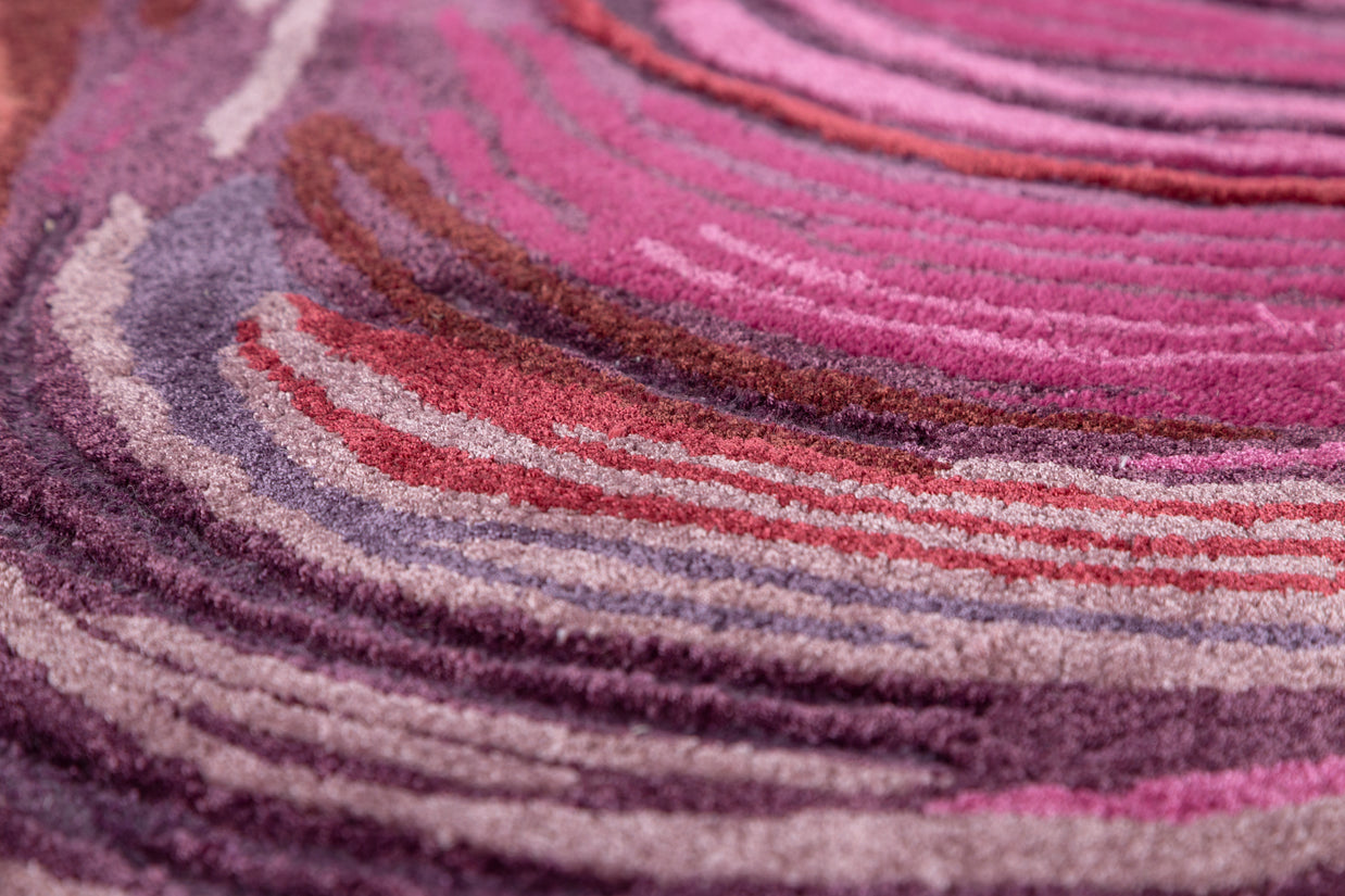 Carpet For Living room 6x9 Feet Pink and Purple Wool and Viscose Irregular Abstract Rug