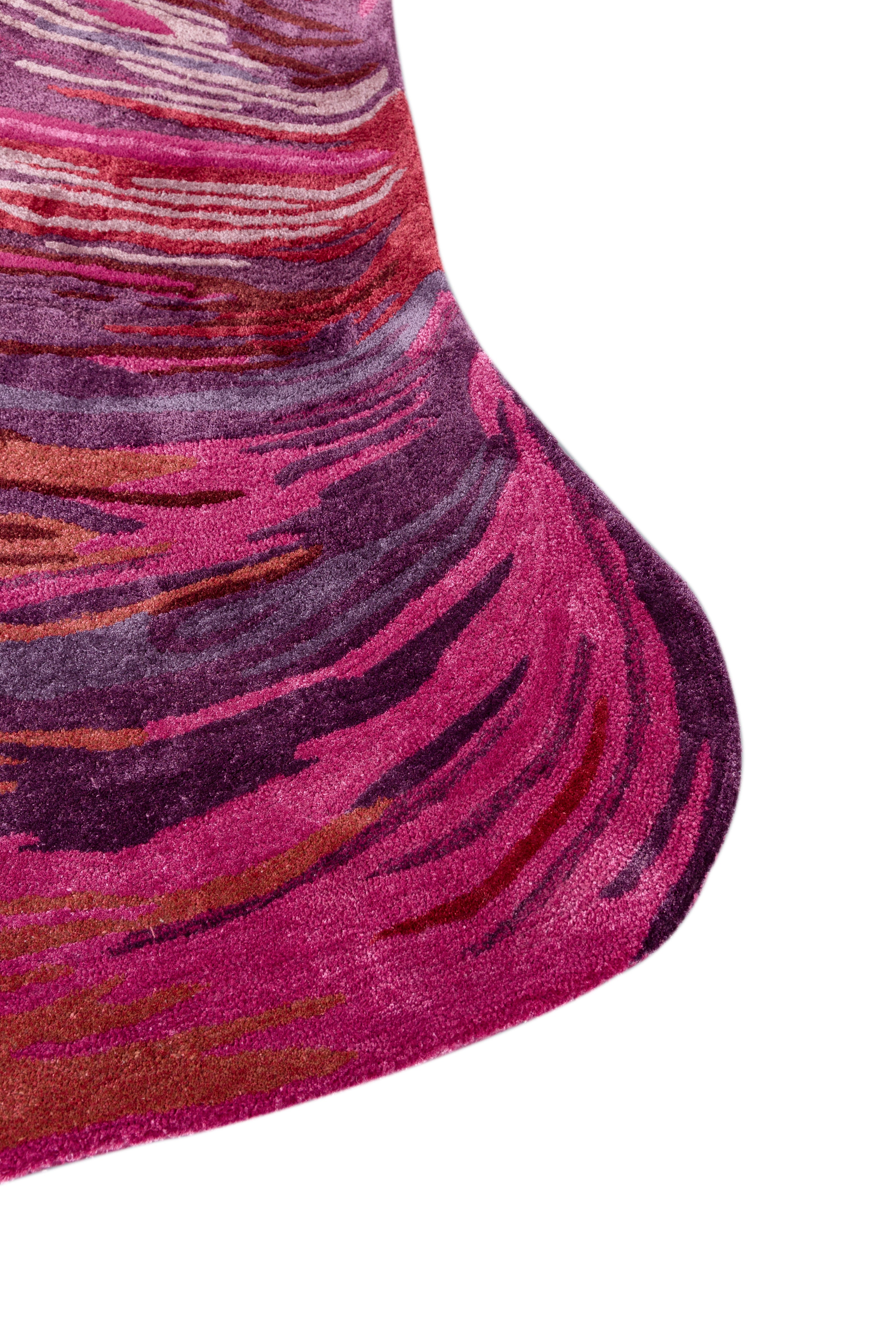 Carpet For Living room 6x9 Feet Pink and Purple Wool and Viscose Irregular Abstract Rug