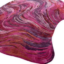 Carpet For Living room 6x9 Feet Pink and Purple Wool and Viscose Irregular Abstract Rug