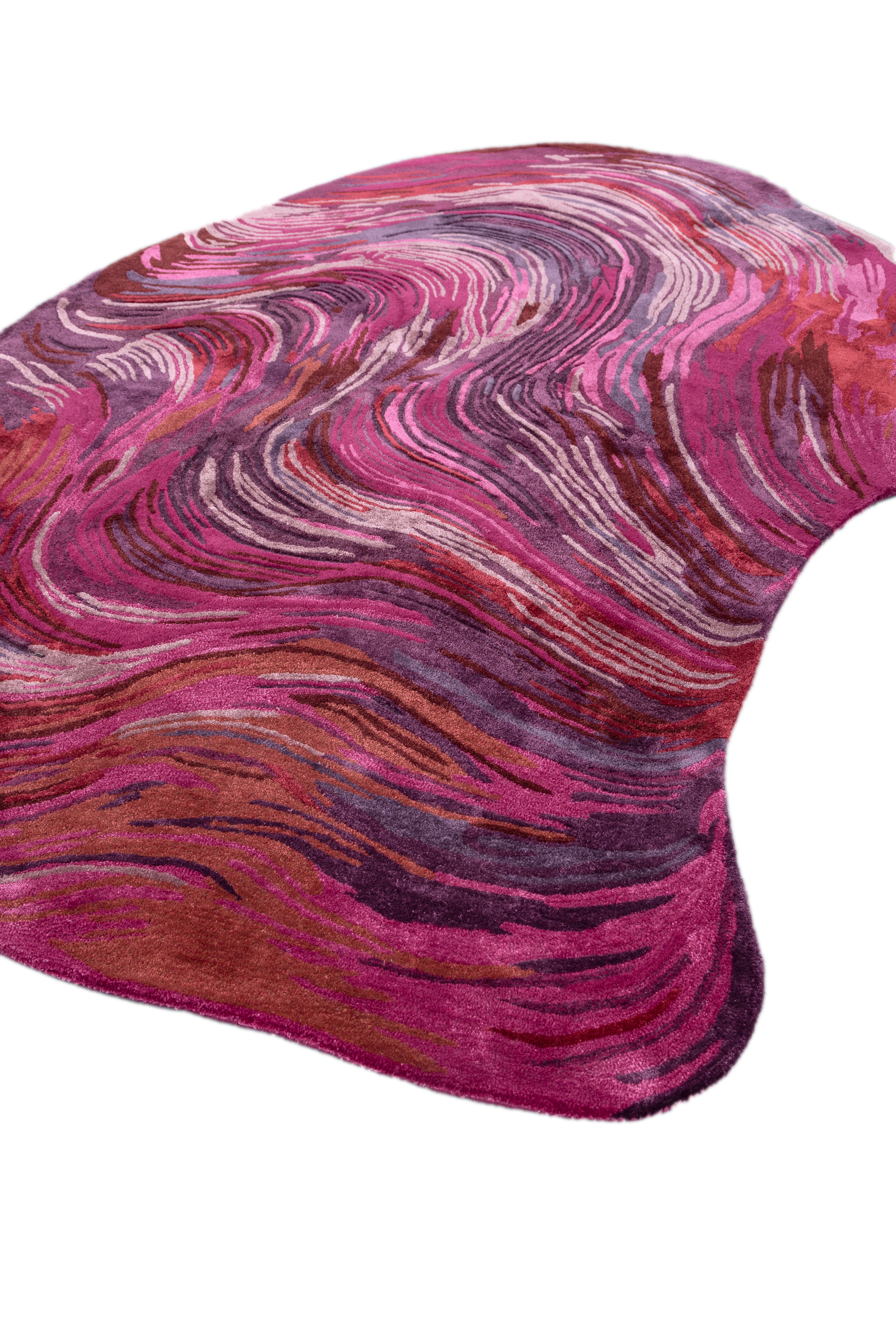 Carpet For Living room 6x9 Feet Pink and Purple Wool and Viscose Irregular Abstract Rug
